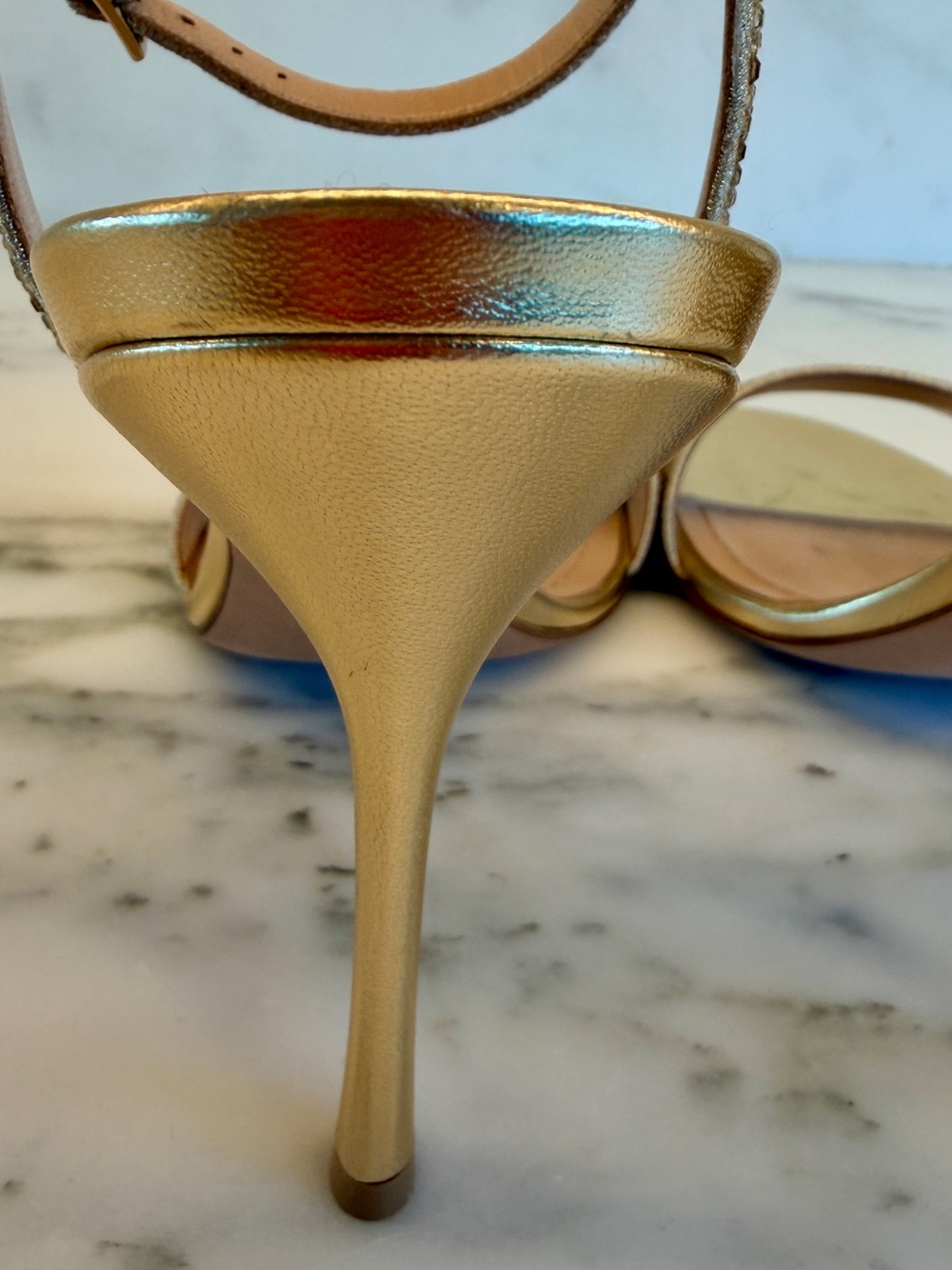 Christian Dior Gold Crystal Embellished Ankle-Strap Sandal. Worn once. - Picture 10 of 16